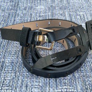 Rampage Women Belt Ladies Slim Waistband Black Faux Leather Vegan Size M/L